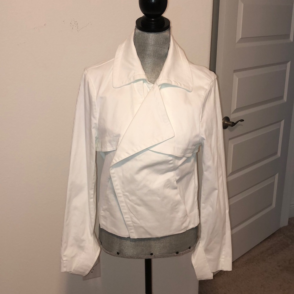 white denim jean fold over jacket L